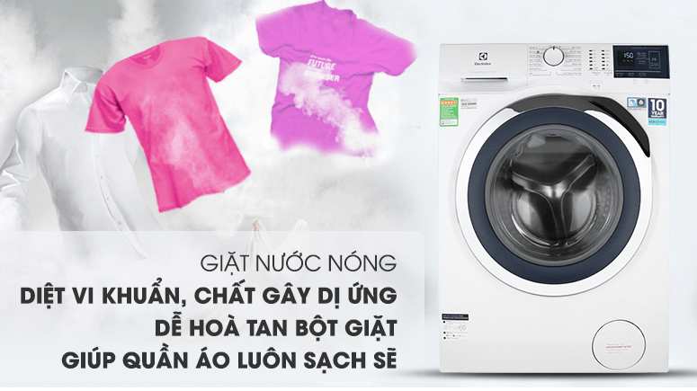 Chế độ giặt nước nóng diệt khuẩn và bảo vệ da tay