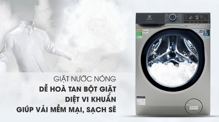 Tính năng giặt nước nóng giúp giặt sạch hiệu quả, giảm nếp nhăn quần áo