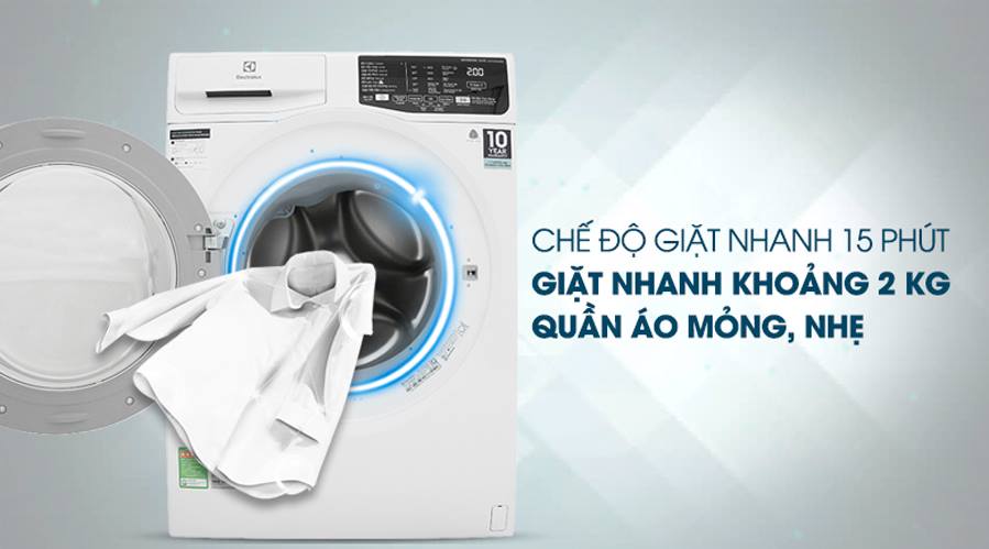 Máy giặt Electrolux Inverter 8 kg EWF8024D3WB thời gian giặt đa dạng, chu trình giặt nhanh hơn