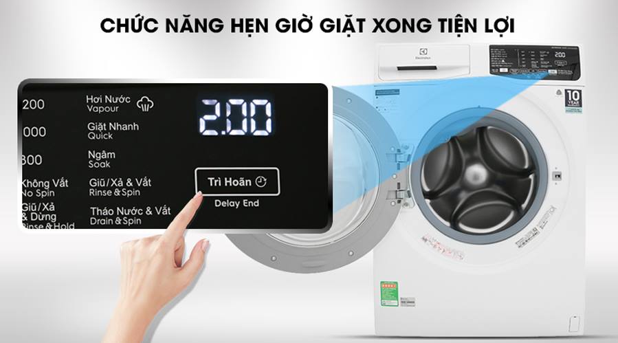 Máy giặt ELectrolux EWF8024D3WB chức năng hẹn giờ giặt đơn giản