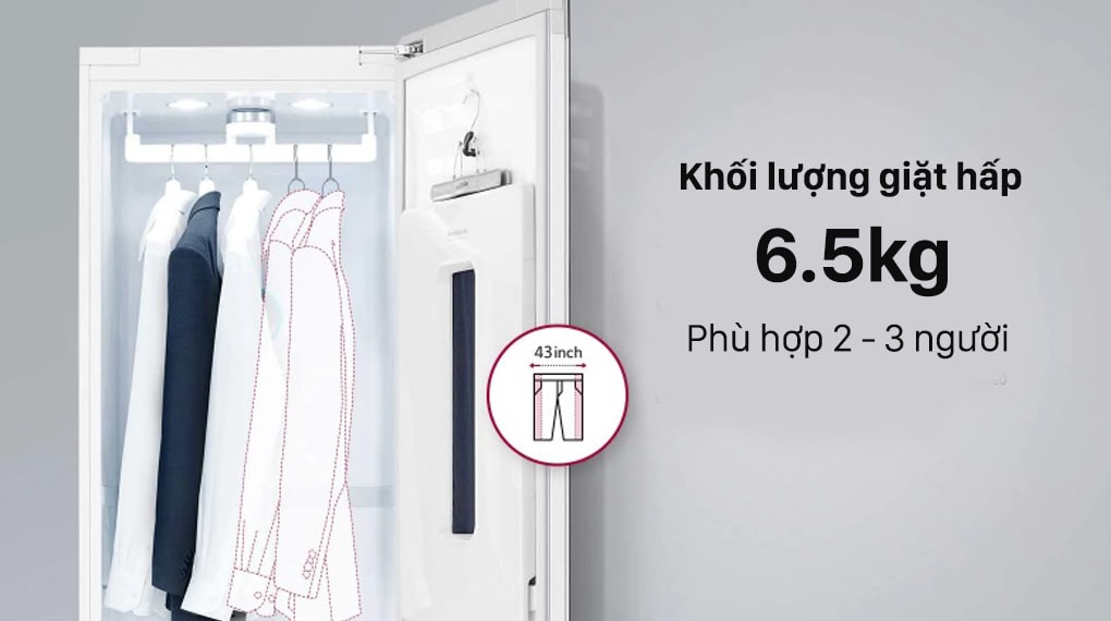 2. Máy giặt hấp, chăm sóc quần áo LG S5MB phù hợp cho gia đình có 2 - 3 người 