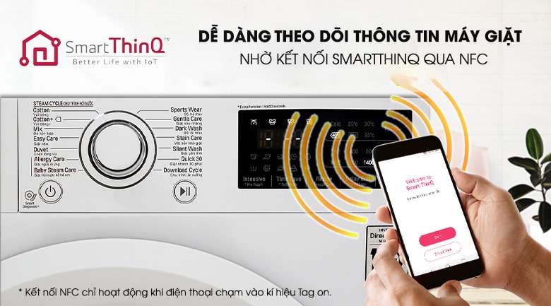Ứng dụng SmartThinQ qua NFC quản lý máy giặt tiện ích trên điện thoại