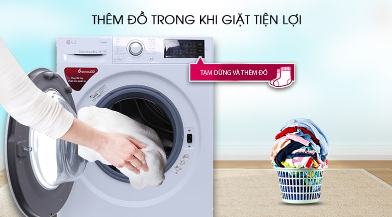 Tính năng thêm đồ trong khi giặt tiện lợi, hạn chế bỏ sót đồ giặt