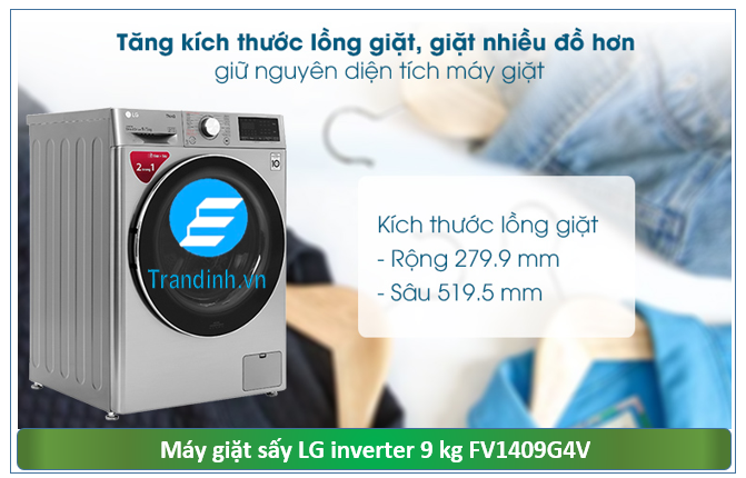 Kích thước lồng giặt tăng lên mà vẫn giữ nguyên diện tích máy 