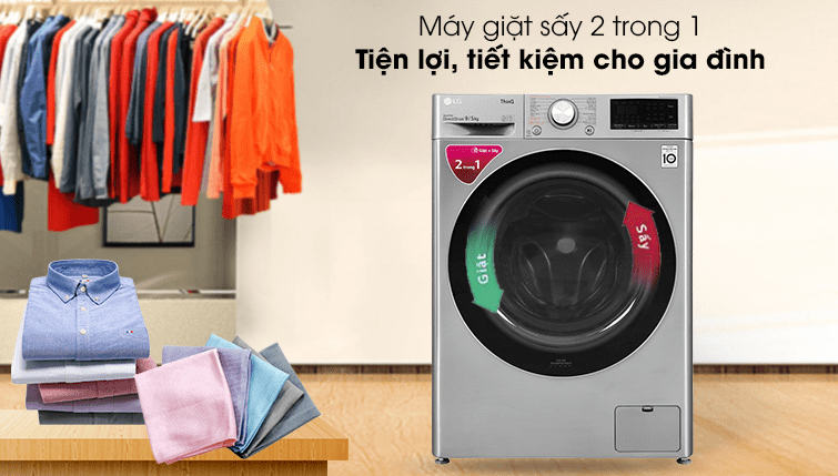 Làm khô quần áo nhanh chóng với máy giặt sấy tích hợp 2 trong 1