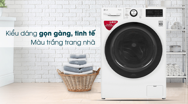 Máy giặt LG 9 kg FV1409S2W có thiết kế thon gọn, sang trọng