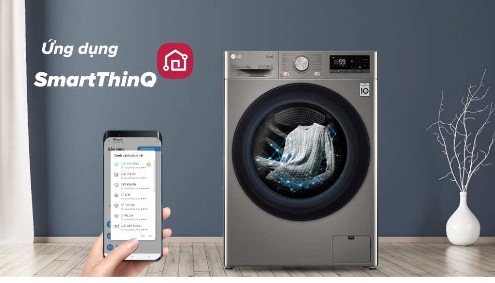 Điều khiển máy giặt từ xa thông qua ứng dụng Smart ThinQ