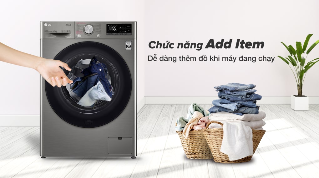 Máy giặt 10 kg LG FV1410S4P Hạn chế việc sót quần áo khi giặt với tính năng Add Item