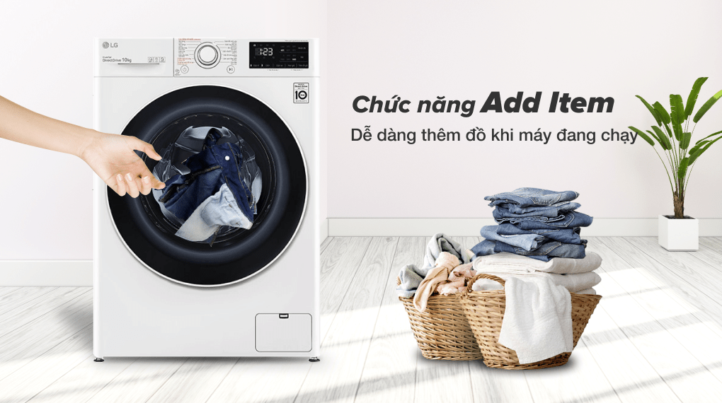 Máy giặt LG FV1410S5W linh động hơn khi cho đồ vào máy giặt nhờ tính năng Add Item