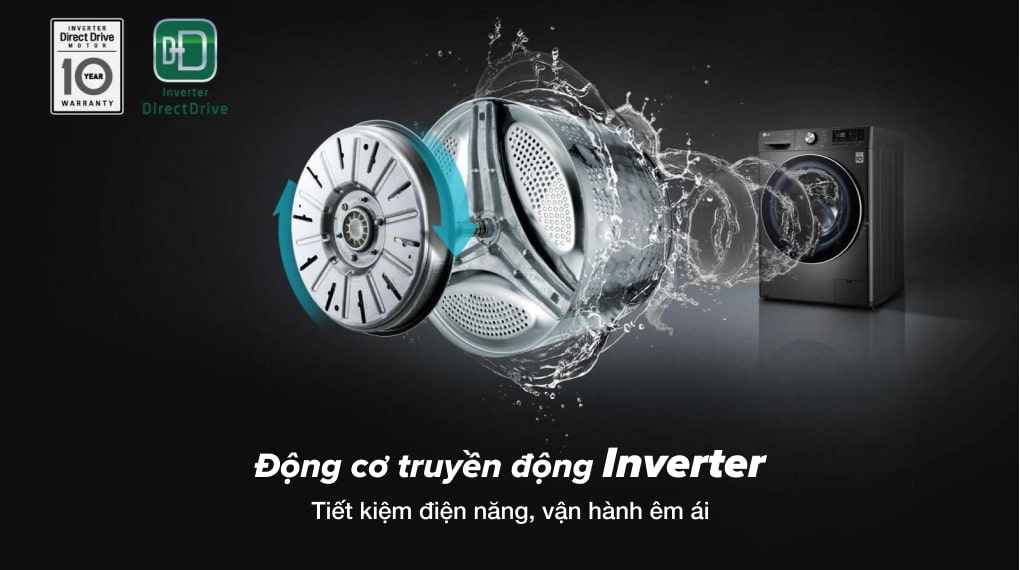 5. Máy giặt lồng ngang LG FV1411S3B vận hành êm ái với công nghệ Inverter