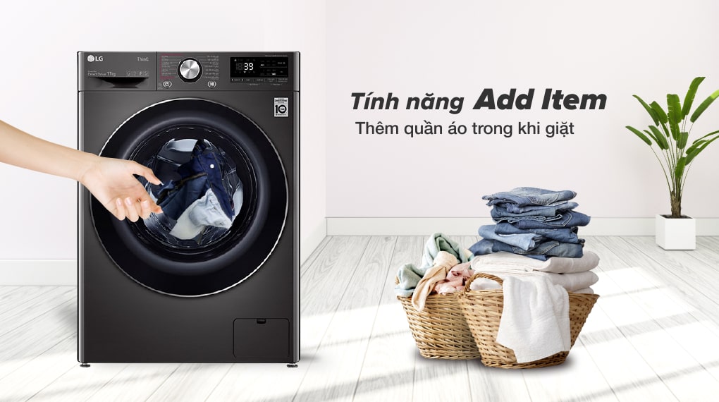 2. Máy giặt LG FV1411S3B không lo bỏ sót quần áo với tính năng Add Item