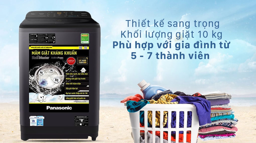 1. Máy giặt Panasonic NA-F100A9BRV phù hợp gia đình từ 5 - 7 người