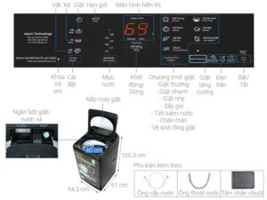 Máy giặt Panasonic 9Kg NA-F90A9BRV 5 1. Hình ảnh tổng quát máy giặt lồng đứng Panasonic 9Kg NA-F90A9BRV