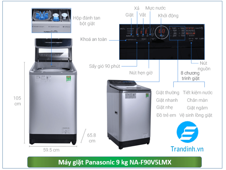Hình ảnh tổng quát máy giặt Panasonic 9kg NA-F90V5LMX