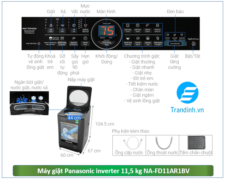 Hình ảnh tổng quát máy giặt Panasonic Inverter 11.5 Kg NA-FD11AR1BV