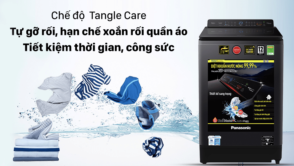 Công nghệ Tangle Care hạn chế quần áo xoắn rối quần áo, tiết kiệm thời gian là ủi sau khi giặt