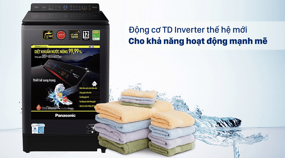 Tiết kiệm điện năng nhờ công nghệ TD Inverter trên máy giặt Panasonic 14 Kg inverter NAFD14V1BRV