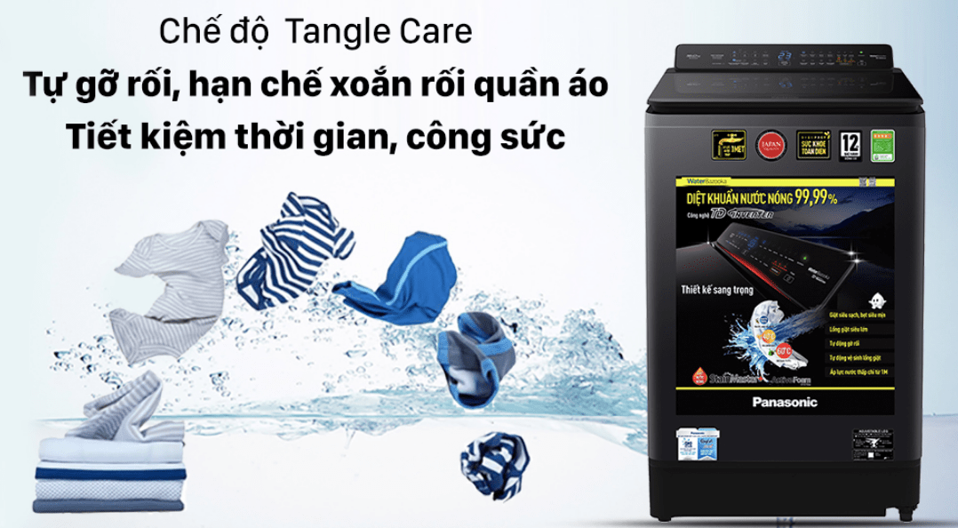 Máy giặt Panasonic NA FD16V1BRV inverter giúp giảm xoắn rối quần áo với công nghệ Tangle Care