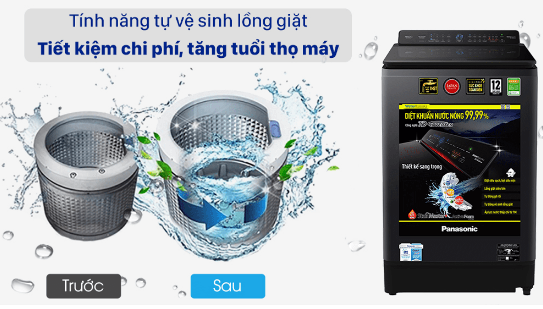 Máy giặt Panasonic 2021 NAFD16V1BRV lồng giặt luôn được sạch sẽ với chế độ Auto Tub Clean