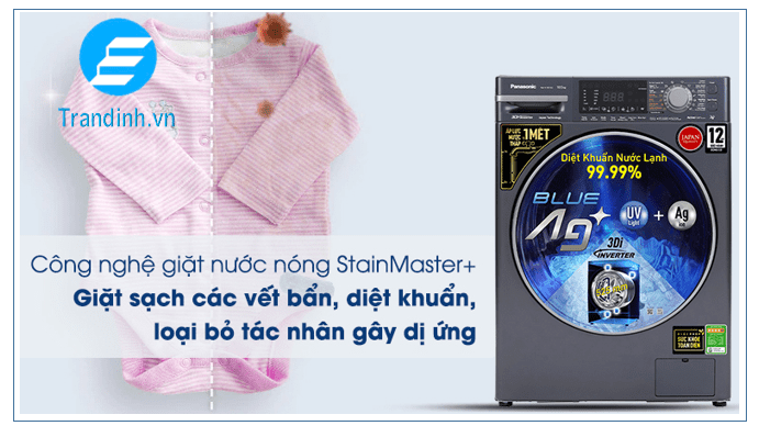 Công nghệ giặt nước nóng StainMaster+ diệt khuẩn, giảm nhăn nhúm quần áo