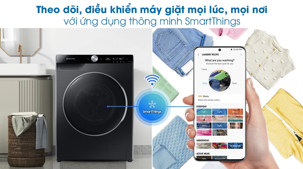 Ứng dụng SmartThing kết nối điện thoại tiện ích trên máy giặt WW10TP44DSB