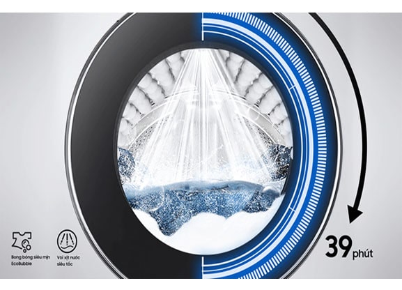 Công nghệ QuickDrive trên máy giặt WW10TP54DSH giặt sạch sau 39 phút