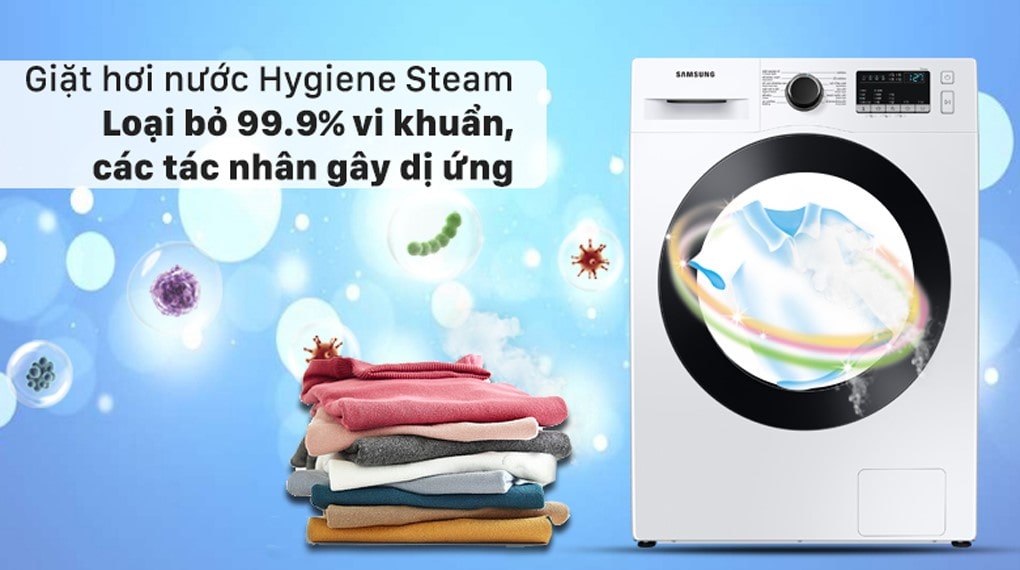 Diệt khuẩn, giảm nhăn quần áo nhờ công nghệ giặt hơi nước Hygiene Steam 