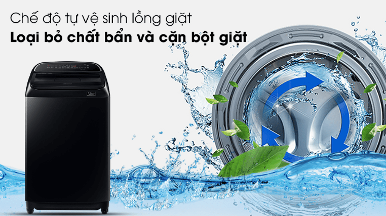 8. Máy giặt SamSung Samsung lồng đứng WA10T5260BV/SV nâng cao độ bền máy với chức năng tự vệ sinh lồng giặt