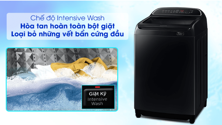 3.Máy giặt inverter SamSung WA10T5260BV/SV hỗ trợ loại bỏ vết bẩn cứng đầu nhờ chức năng Intensive Wash