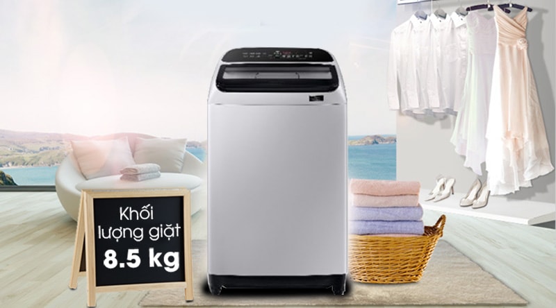 Máy giặt Samsung WA85T5160BY/SV có thể giặt lượng đồ 8.5kg