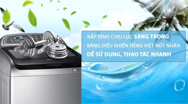 Máy giặt Samsung WA85T5160BY/SV có bảng điều khiển tiếng Việt dễ sử dụng