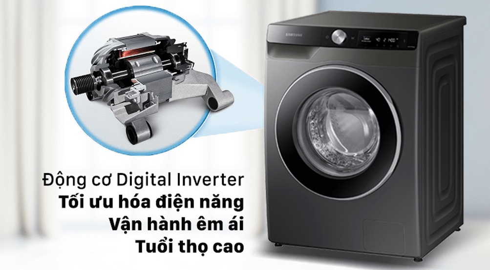 Máy giặt SamSung WW10T634DLX giúp tiết kiệm điện năng, vận hành êm ái, bền bỉ với công nghệ Digital Inverter