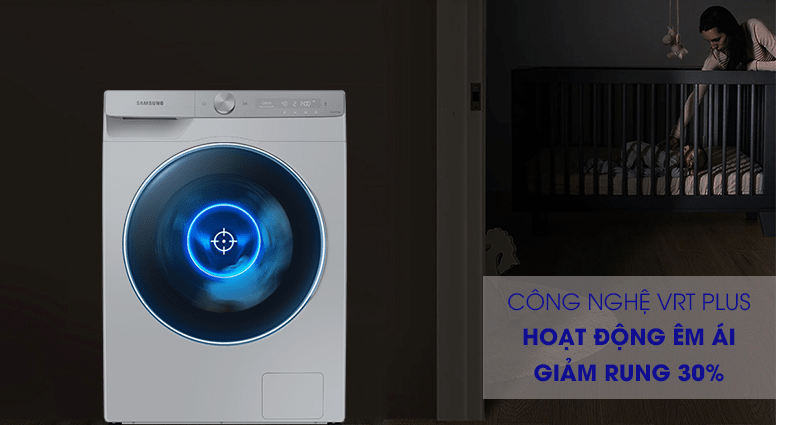 Giảm rung, giảm ồn đến 30% nhờ công nghệ VRT Plus trên máy giặt Samsung WW10TP44DSHSV