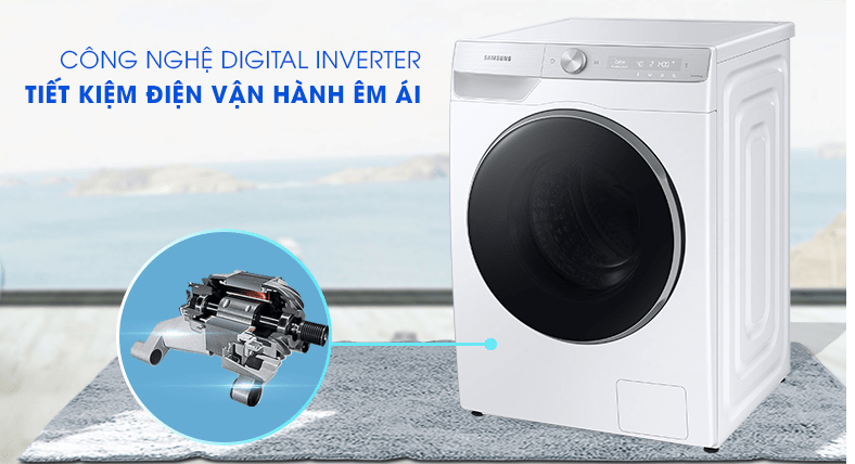 Máy giặt Samsung inverter WW 10TP44DSH SV tiết kiệm năng lượng với động cơ Digital Inverter
