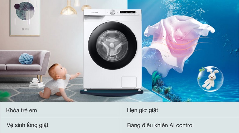 Tiện ích máy giặt lồng ngang Samsung đa dạng tính năng