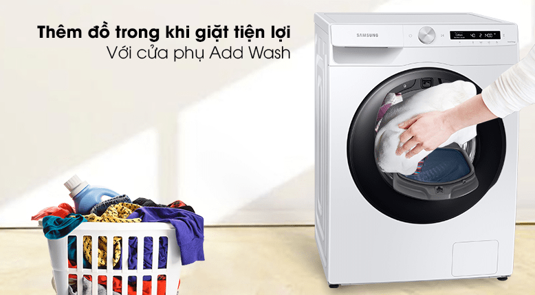 Cửa phụ Add Wash giúp thêm đồ giặt tiện ích trên máy giặt Samsung WW 85T554DAW/SV