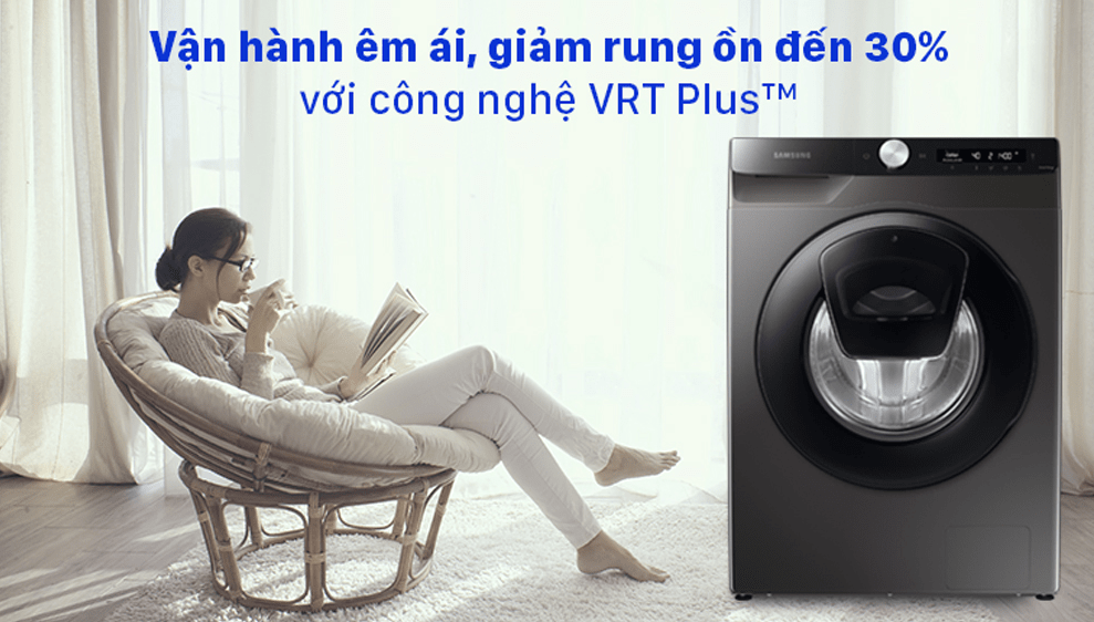 7. Giảm ồn, chống rung đến 30% với công nghệ VRT Plus™ trên máy giặt Samsung inverter WW85T554DAX/SV 