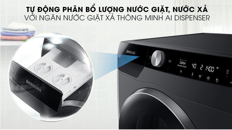 6. Ngăn nước giặt xả thông minh AI Dispenser trên máy giặt Samsung WW90TP44DSBSV 
