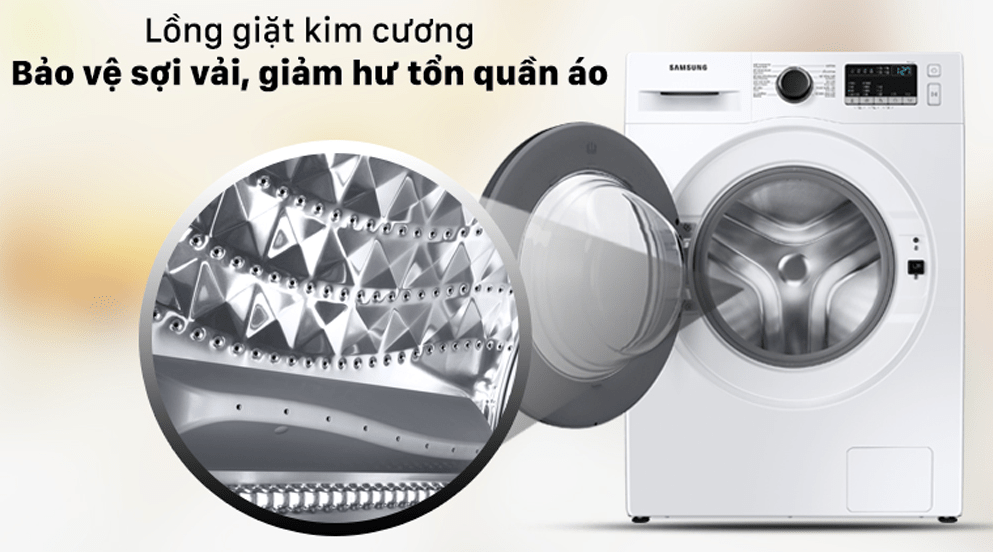 8. Lồng giặt kim cương giúp bảo vệ sợi vải, giảm xoắn rối, hư tổn quần áo 