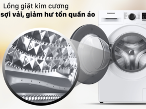 Máy giặt Samsung 9.5kg inverter WW95T4040CE/SV 4 8. Lồng giặt kim cương giúp bảo vệ sợi vải, giảm xoắn rối, hư tổn quần áo