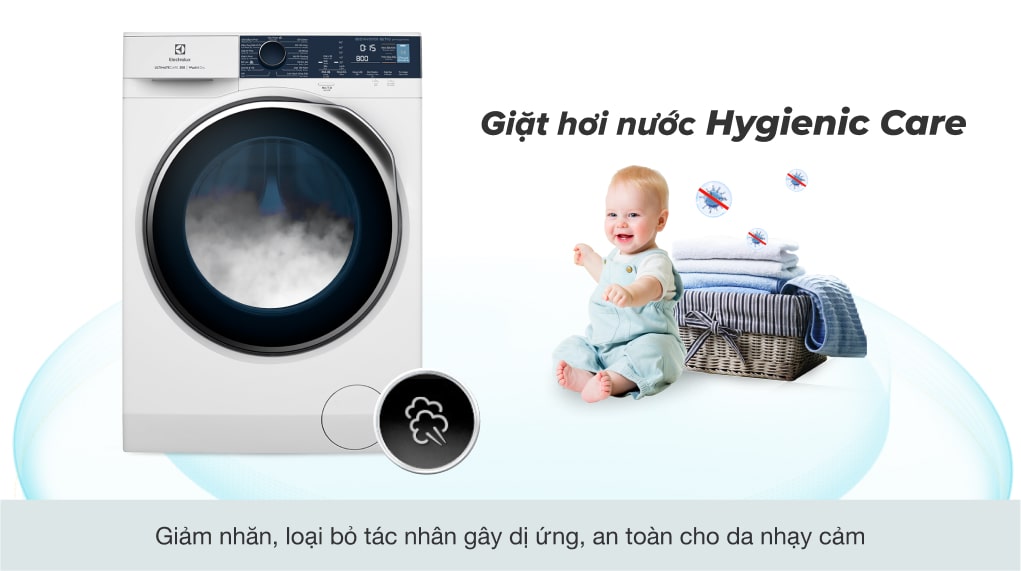 4. Trang bị công nghệ giặt hơi nước Hygienic Care, diệt 99.99% vi khuẩn
