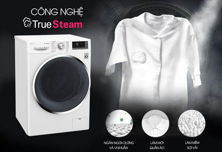 2. Tính năng giặt hơi nước giúp diệt khuẩn bảo vệ gia đình khỏi tác nhân gây dị ứng 