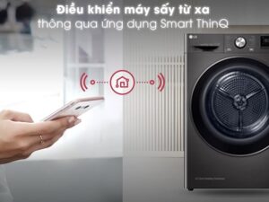 Máy sấy bơm nhiệt LG 9 Kg DVHP09B 6 Máy sấy giá rẻ DVHP09B này thì bạn có thể điểu khiển từ xa được thông qua Smart ThinQ
