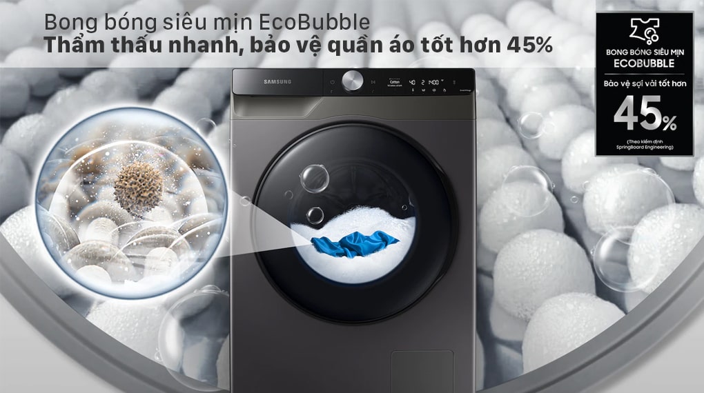 Công nghệ EcoBubble tạo bong bóng siêu mịn, chống đóng cặn bột giặt 