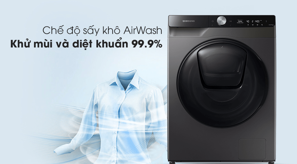7. Máy giặt sấy SamSung WD14TP44DSB 2021 giúp khử mùi hôi, vi khuẩn được loại bỏ hiệu quả với sấy hơi Airwash