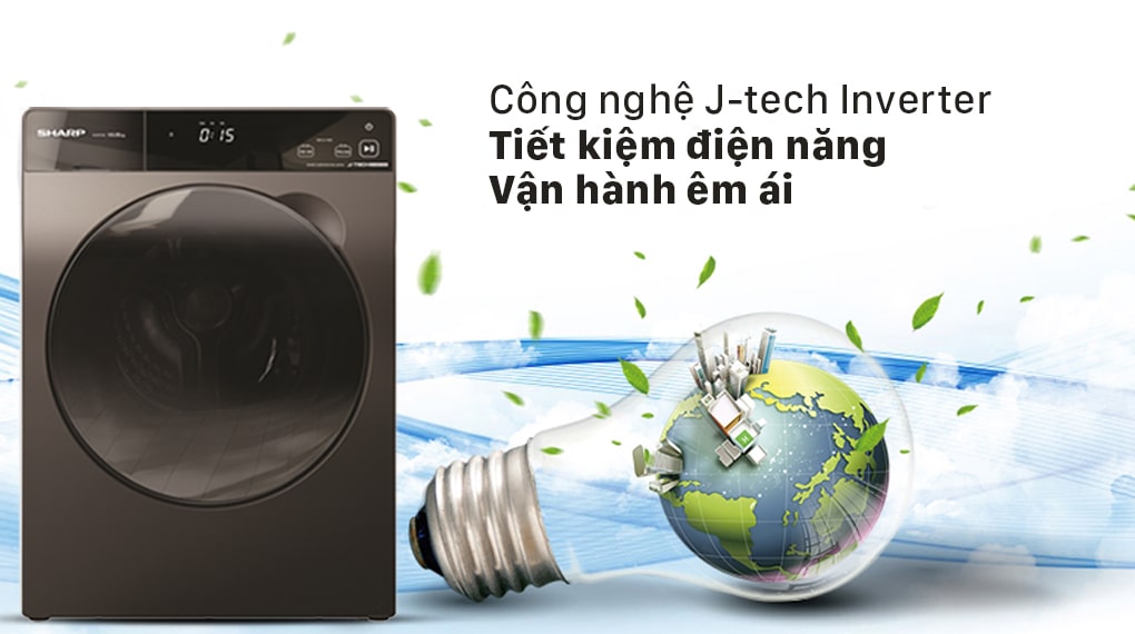 3. Máy giặt Sharp ES FK1252PV-S nâng cao hiệu quả tiết kiệm điện nhờ công nghệ J-tech Inverter