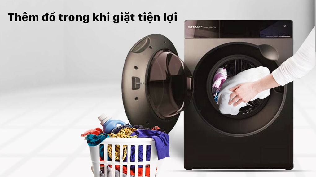 8. Thêm đồ giặt tiện ích trên máy giặt giá rẻ Sharp ES-FK1252PV S