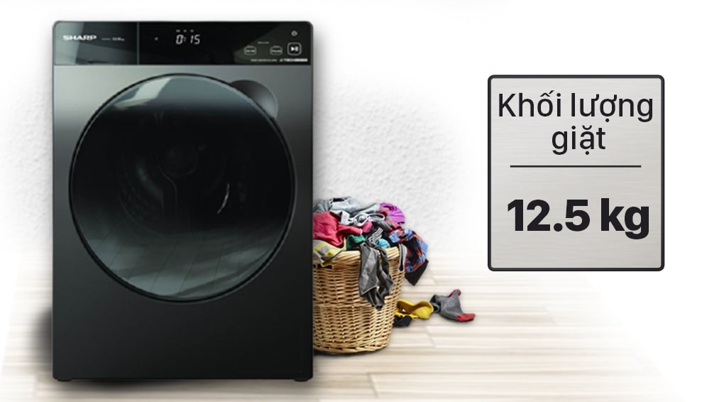 1. Máy giặt Sharp inverter ES-FK1252SV-G phù hợp cho gia đình trên 7 người