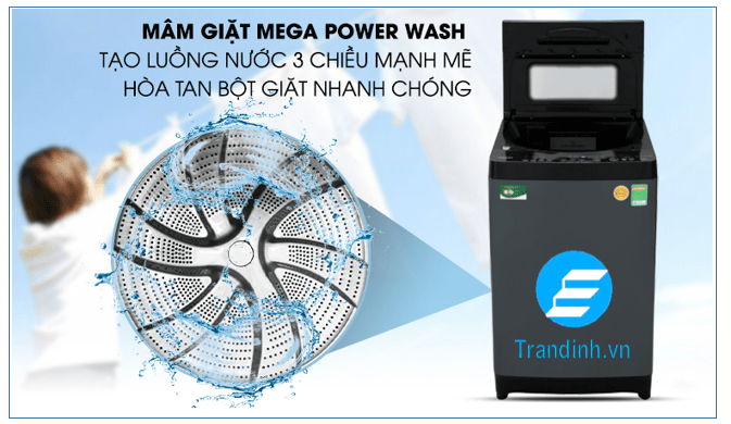 Mâm giặt Mega Power Wash và hiệu ứng thác nước đôi nâng cao hiệu quả giặt sạch