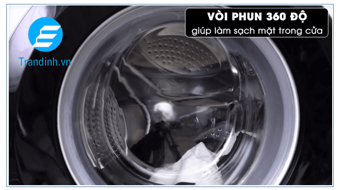 Vòi phun nước 360 độ giúp rửa sạch mặt trong cửa máy giặt